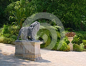 Stone lion looking into the bushes, Sintra, Portugal