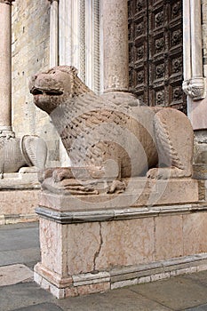 Stone lion of Parma Cathedral Duomo