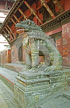 Stone lion, Patan, Nepal