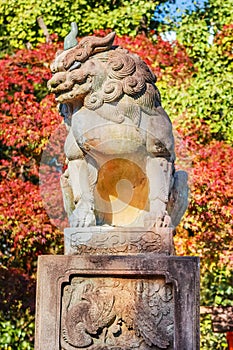 Stone Lion Sculpture at Yasaka-jinja in Kyoto