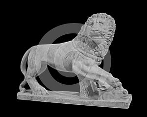 Stone lion statue. Ancient sculpture art masterpiece isolated photo with clipping path