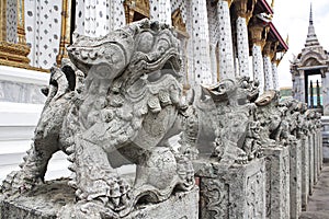 Stone Lions at Wat Arun,Bangkok, Thailand.