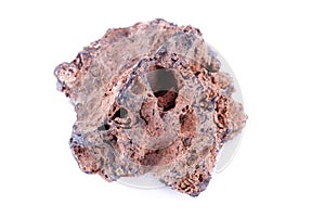 Stone macro mineral goethite on a white background