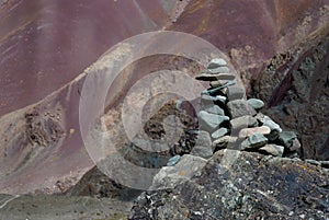 Stone man at Stok Kangri