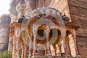 A stone mandapa outside Mehrangarh Fort