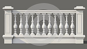 Stone or marble balustrades with pillars, columns, balusters, and handrails in classic greek or roman style for
