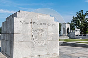 Stone Marker With Great Seal at World War II Memorial