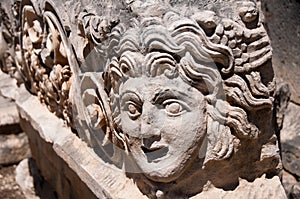 Stone mask in Myra (Turkey )