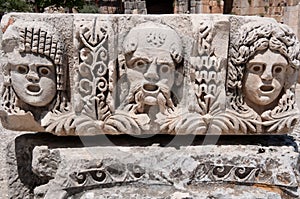 Stone mask in Myra (Turkey )