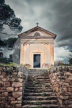 Stone mausoleum in Ville di Paraso in Corsica photo