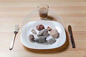 Stone meal on a table