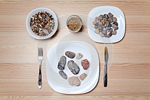 Stone meal on a table