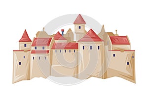 Stone Medieval City Wall of Romania as Traditional Symbol and Object Vector Illustration