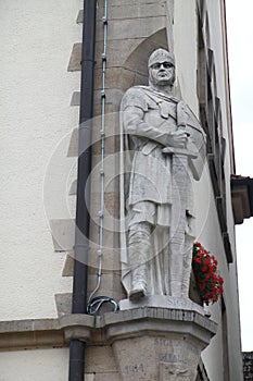 Stone Medieval Knight Statue in Europe