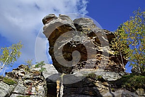 Stone megalith Big Turtle - the highest point in the Kamenny Gorod tract Chertovo Gorodishche