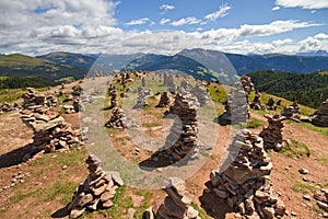 Stone men in the alps, Italy