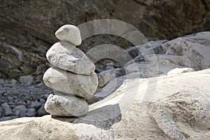 Stone men in Samaria Gorge on Crete island