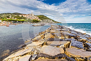 Stone Mole and Cervo During Sunset-Cervo,Italy