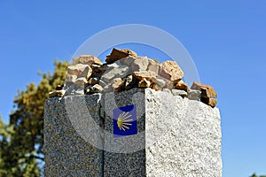 Stone monolith in the Via de la Plata near Castilblanco, Seville province, Andalusia, Spain photo