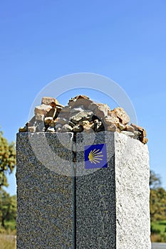 Stone monolith in the Via de la Plata near Castilblanco, Seville province, Andalusia, Spain photo