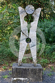 stone monument in the form of clothes spring, in Lumiar in Lisbon. Monteiro-mor botanical park