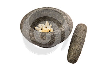 Stone Mortar, Pestle And Garlic V