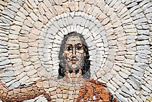 A stone mosaic of Jesus Christ resurrection