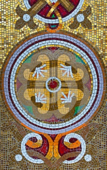 Stone mosaic pattern.