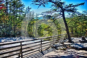 Stone mountain north carolina scenery during autumn season