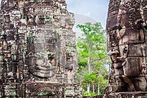 Stone murals and sculptures in Angkor wat, Cambodia