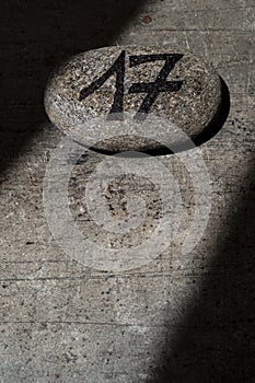 Stone with number 17 and mood light