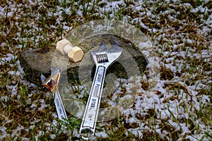 Stone nut and bolt with spanners