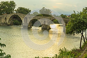 stone old bridge of Artas city Epirus Greece