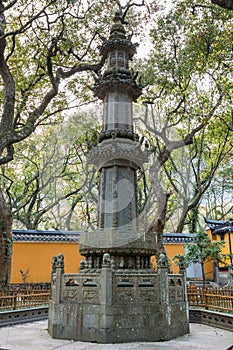 A stone pagoda in Fayu Temples in the Putuoshan, Zhoushan Islands,  a renowned site in Chinese bodhimanda of the bodhisattva
