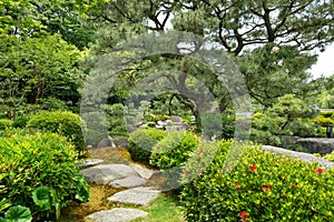 Stone path in a Japanese garden