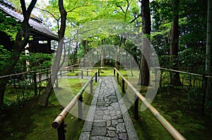 Stone path of Japanese garden, Kyoto Japan.