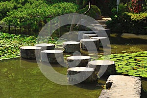 Stone path of Japanese garden, Kyoto Japan.