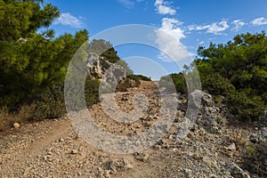 Stone path to Anthony Quinn Bay Beach Viewpoint - Rhodes Greece