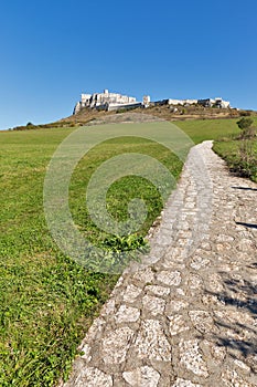 Stone path to Spis Castle, Slovakia.