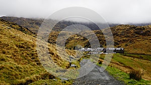 Stone Path with Village Houses in Snowdon, Wales, United Kingdom