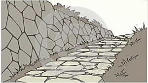 Stone pathway or cobblestone road texture illustration vector design Generative AI