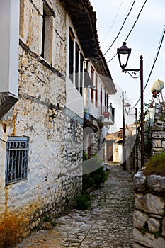 Stone paved narrow streets of Berat, Albania