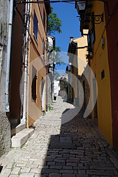 Stone paved street in Rovinj,Croatia