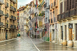 Stone paved streets in Pamplona Spain