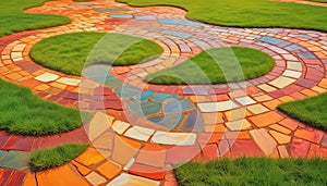 stone pavement with abstract pattern