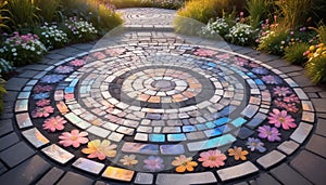 stone pavement with abstract pattern
