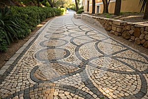 Stone pavement with abstract pattern