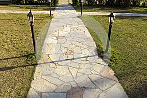 Stone pavement in garden