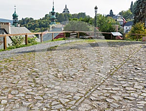 Observation deck in front of Old Castle in Banska Stiavnica, Slovakia