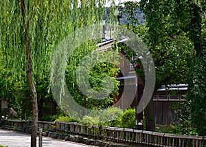 Stone pavement of old city of Kyoto, Japan